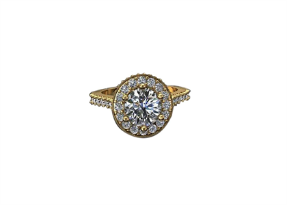 Gold Plated Pave Round Halo Engagement Ring